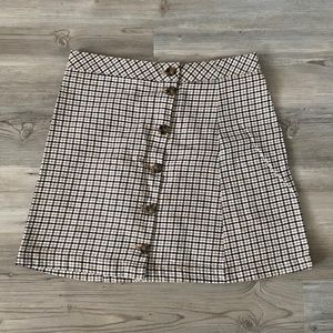 Plaid H&M Button Front Skirt